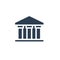 public bank building, university or museum, classic greek architecture solid flat icon. vector illustration