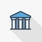 Public bank building, university or museum, classic greek architecture thin line flat icon. Linear vector symbol