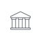 Public bank building, university or museum, classic greek architecture thin line icon. Linear vector symbol