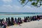 Public beach full of muslim people at the Villingili island