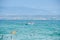 Public beach at Garda lake on a beautiful summer day