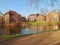 Public buildings in the city park or Stadtpark in Grevenbroich in Germany