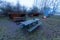 Public camping shelter in Denmark`s nature outside in the forest.