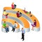 Public free Wi-Fi hotspot zone wireless connection. Social Networking Communication Concept. Isometric flat 3d vector