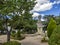 Public garden and Monument to the fallen of the Second World War in the historic city of Almeida, Portugal