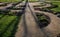 public, herb, nature garden with metal corten numbers.