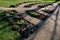 public, herb, nature garden with metal corten numbers.