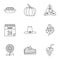 Public holiday of USA icons set, outline style