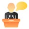 Public lecturer flat icon. Speaker on tribune color icons in trendy flat style. Speech gradient style design, designed