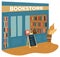 Public library or bookstore front of shop vector