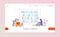 Public library landing web banner, people character sitting floor read textbook, university book depository flat vector