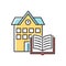 Public library RGB color icon. Educational establishment. University, college education. Book storage. Campus building