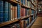 Public library scene bookshelves filled with a diverse collection