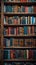 Public library scene bookshelves filled with a diverse collection