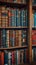 Public library scene bookshelves filled with a diverse collection