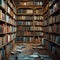 Public library scene bookshelves filled with a diverse collection