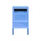 Public mailbox on legs. Street postbox. Blue metal container for correspondence. Postal service Flat vector icon