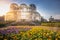 Public park around Botanical garden greenhouse in Curitiba, Parana, Brazil