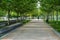 Public park on the banks of the Manzanares River in the city of Madrid, Spain.