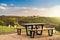 Public picnic table with McLaren Vale vineyards in the background