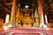 Public place Buddha statue Gold sculpture of the Buddha statue, at Wat Ratchaburana temple in phitsanulok , Thailand