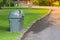 Public recycle bins or segregated waste bins in public park.