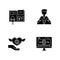 Public relation black glyph icons set on white space