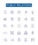 Public relations line icons signs set. Design collection of PR, Communications, Marketing, Media, Relations, Reputation