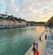 Public riverfront space of the river saone, Lyon, France