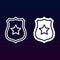 Public safety, Sheriff badge with star line and solid icon, outline and filled vector sign, linear and full pictogram isolated on