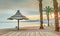 Public sandy beach in Eilat at the early morning