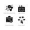 Public school education black glyph icons set on white space