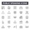 Public speaking line icons, signs, vector set, linear concept, outline illustration