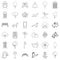 Public square icons set, outline style