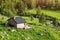 Public stone house is an open free shelter for all travelers and hikers in the mountains of the Pyrenees