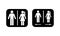 Public toilet man woman arrow direction icon pictogram. Restroom access sign symbol stick figure silhouette vector set