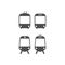 Public transport black illustration vector icons. Bus, trolleybus, train and subway station symbols isolated on the white backgrou