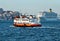 Public transport boats crossing the Tejo in Lisbon - Portugal