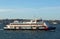 Public transport boats crossing the Tejo in Lisbon - Portugal