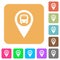 Public transport GPS map location rounded square flat icons