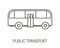 Public transport isolated outline icon, city bus and advertising placement