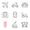 Public transport linear icons set