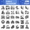 Public transport solid icon set, Traffic symbols collection or sketches. Passenger and public transportation glyph style