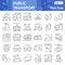 Public transport thin line icon set, Traffic symbols collection or sketches. Passenger and public transportation linear