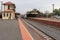 A public transport V/Line passenger train at the Castlemaine railway station platform