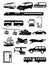 Public transport vehicles icons set