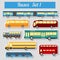 Public transportation, buses. Icon set.