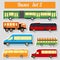 Public transportation, buses. Icon set.