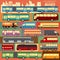 Public transportation, buses. Set elements infographics