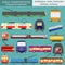 Public transportation infographics. Tram, trolleybus; subway